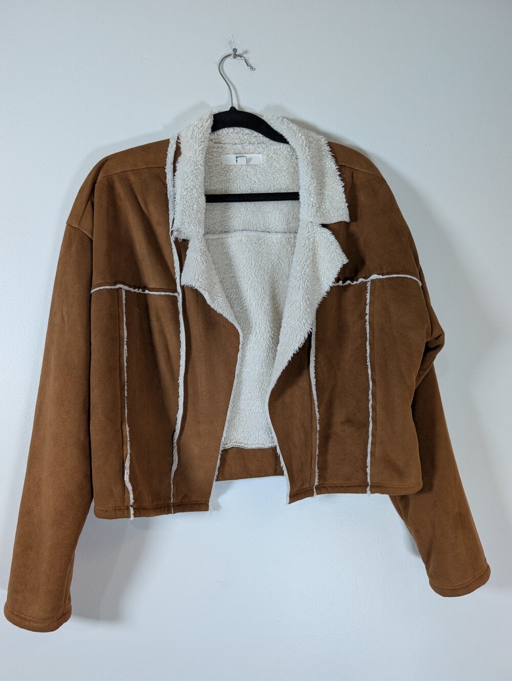 Madden NYC Classic Faux-Suede Sherpa Jacket - Brown Size L
